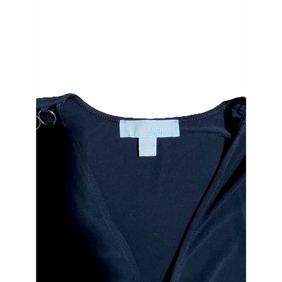 Womens Michael Kors Black V-neck Long Sleeve Top Size Medium - Picture 3 of 3